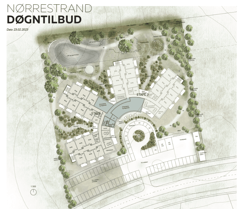 Overskigt over Nørrestrand ved Horsens. Et nyt døgn- og dagtilbud